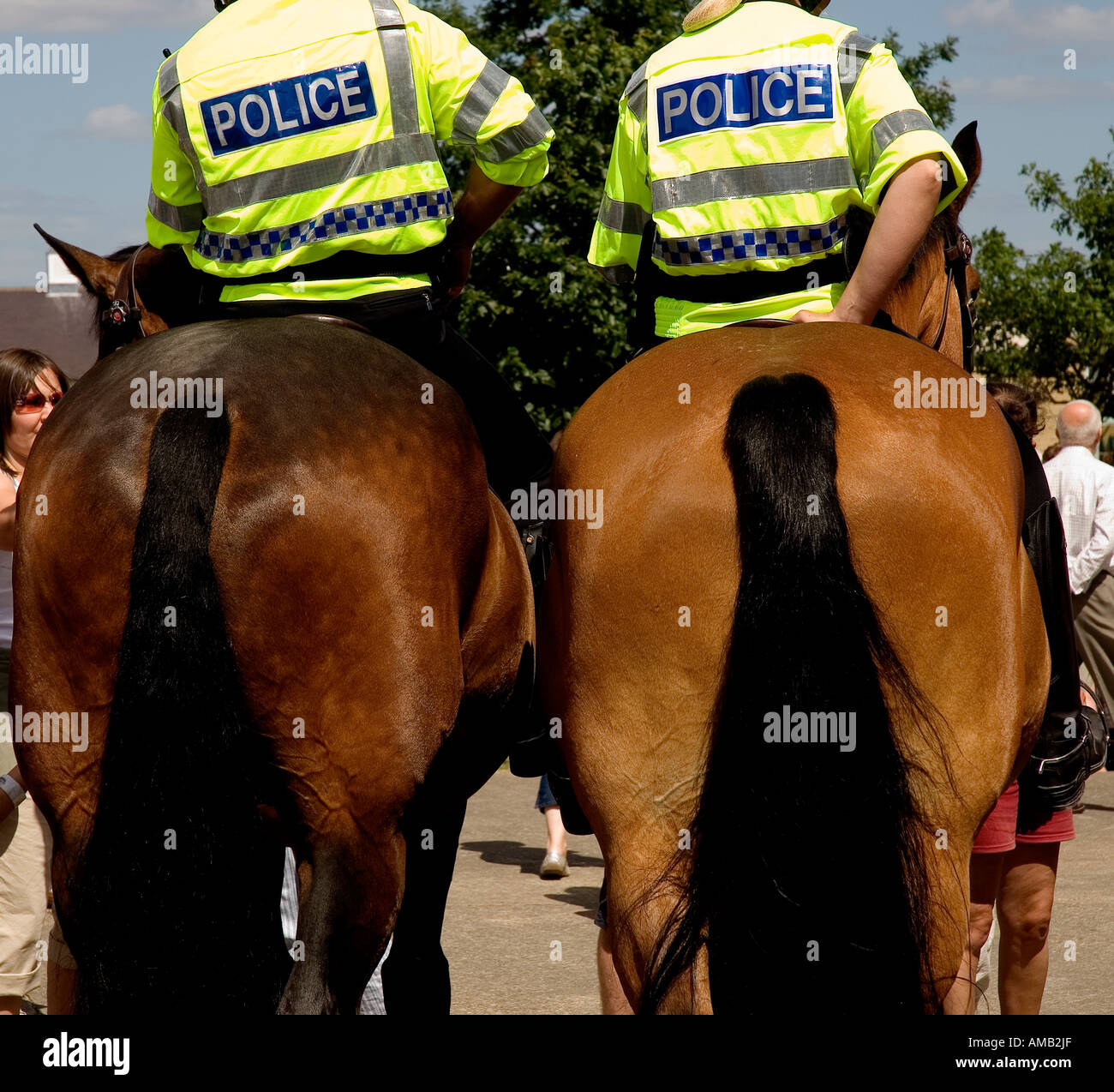 Mounted English police officers on duty England UK United Kingdom GB