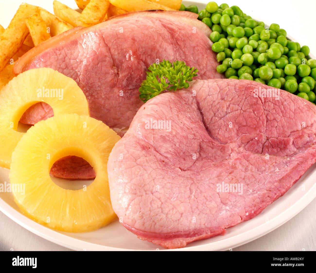 GAMMON OR HAM STEAK MEAL Stock Photo