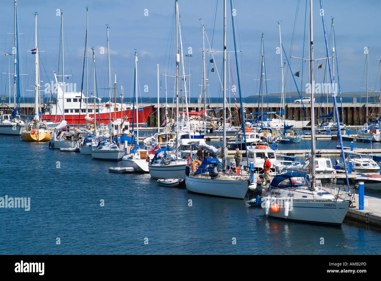 dh Kirkwall Marina KIRKWALL ORKNEY Boats leisure craft yacht berthed quayside jetty harbour pontoons uk Stock Photo