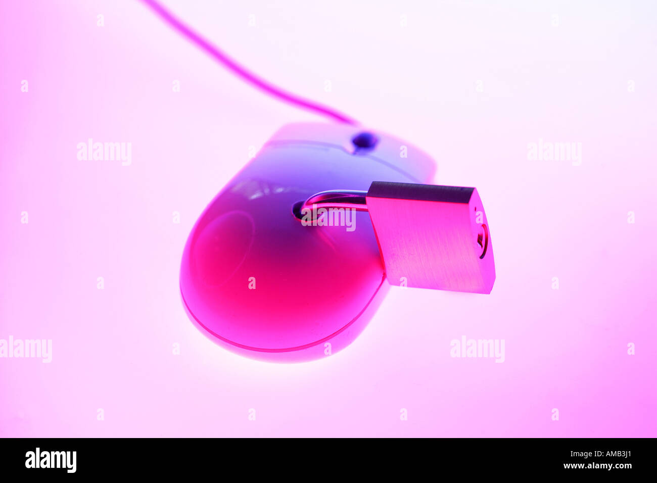 DEU, Germany : Symbolic photo, Internet and computer security. Computer mouse with lock Stock Photo