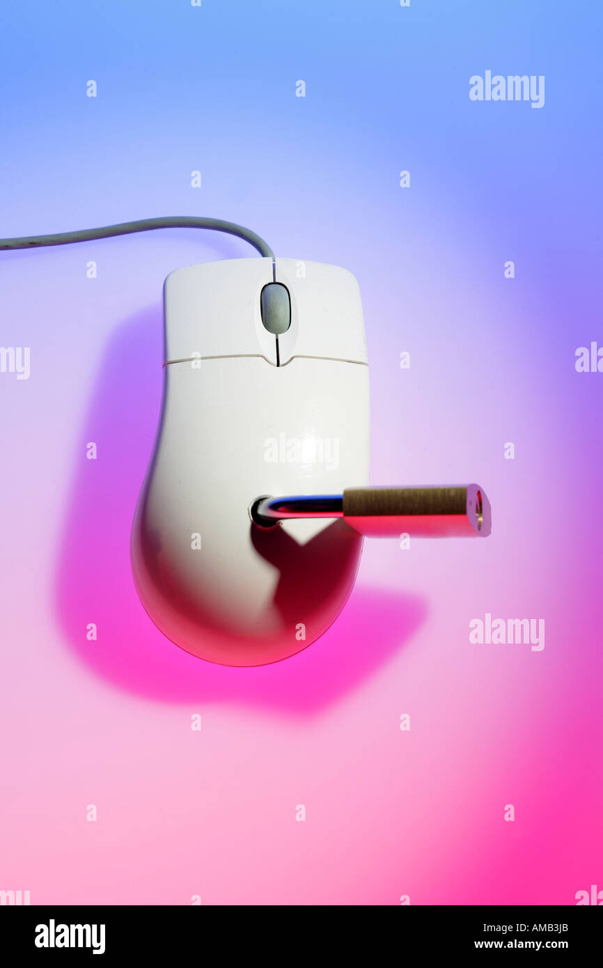DEU, Germany : Symbolic photo, Internet and computer security. Computer mouse with lock Stock Photo