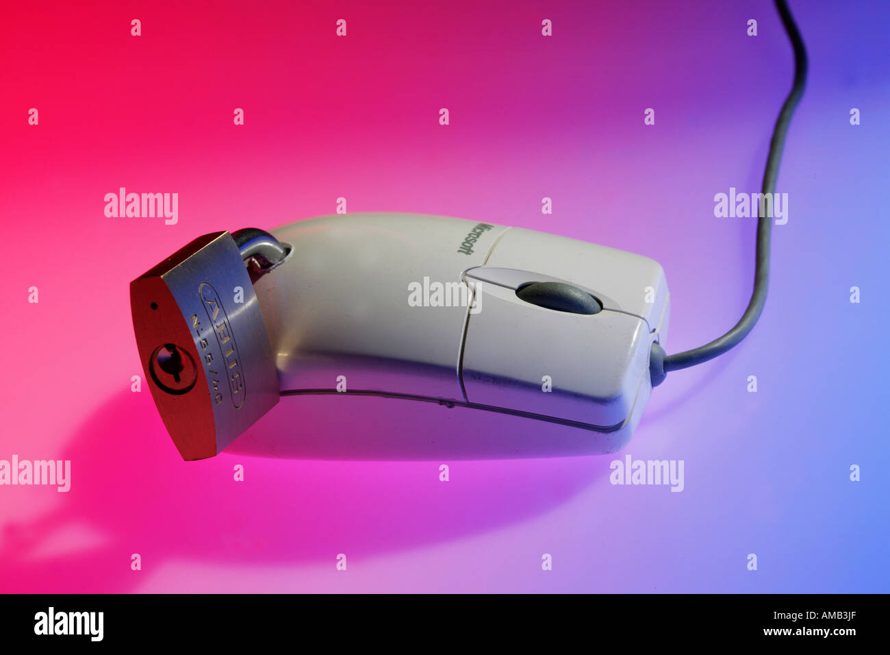 DEU, Germany : Symbolic photo, Internet and computer security. Computer mouse with lock Stock Photo