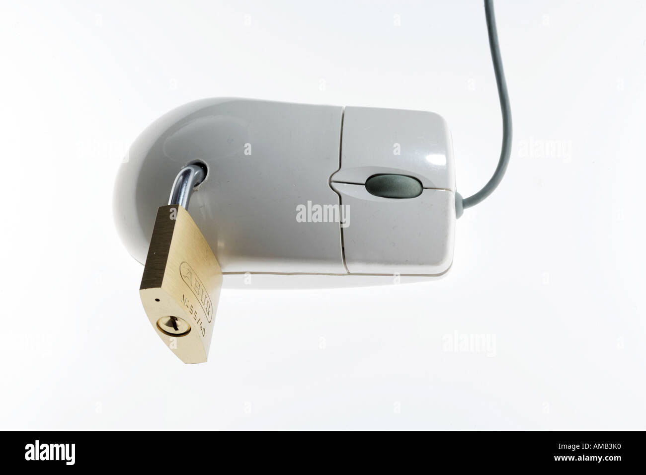 DEU, Germany : Symbolic photo, Internet and computer security. Computer mouse with lock Stock Photo
