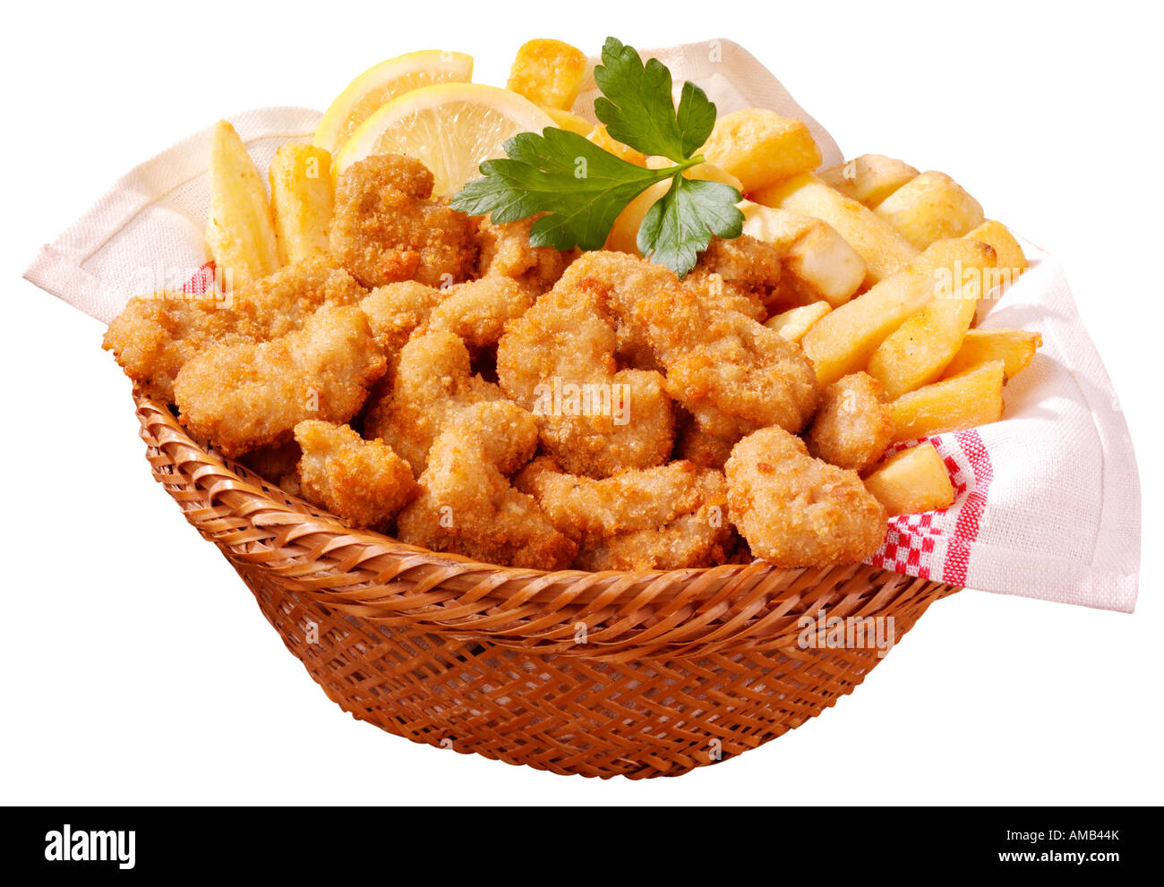 BASKET OF SCAMPI AND CHIPS Stock Photo Alamy