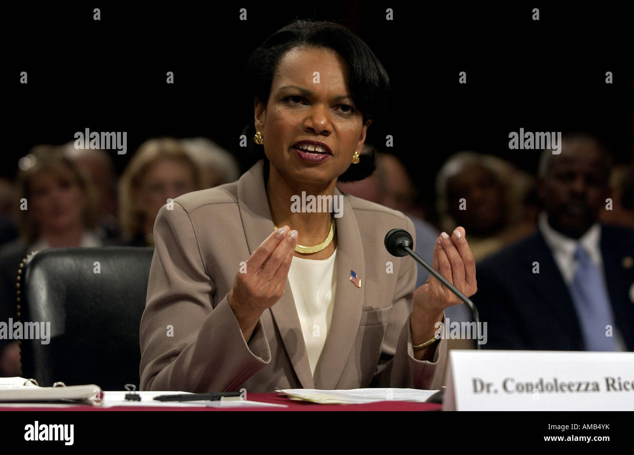 National Security Advisor Dr Condoleezza Rice testifies before the 9 11 Commission in Washington on Thursday April 8 2004 Stock Photo