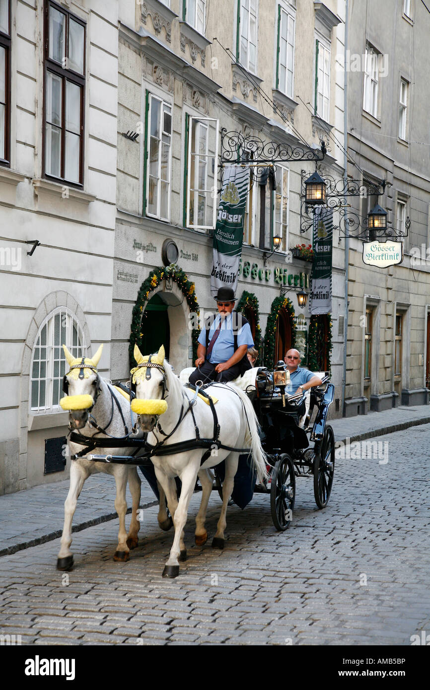 Aug 2008 - Horse drawn carriages Vienna Austria Stock Photo