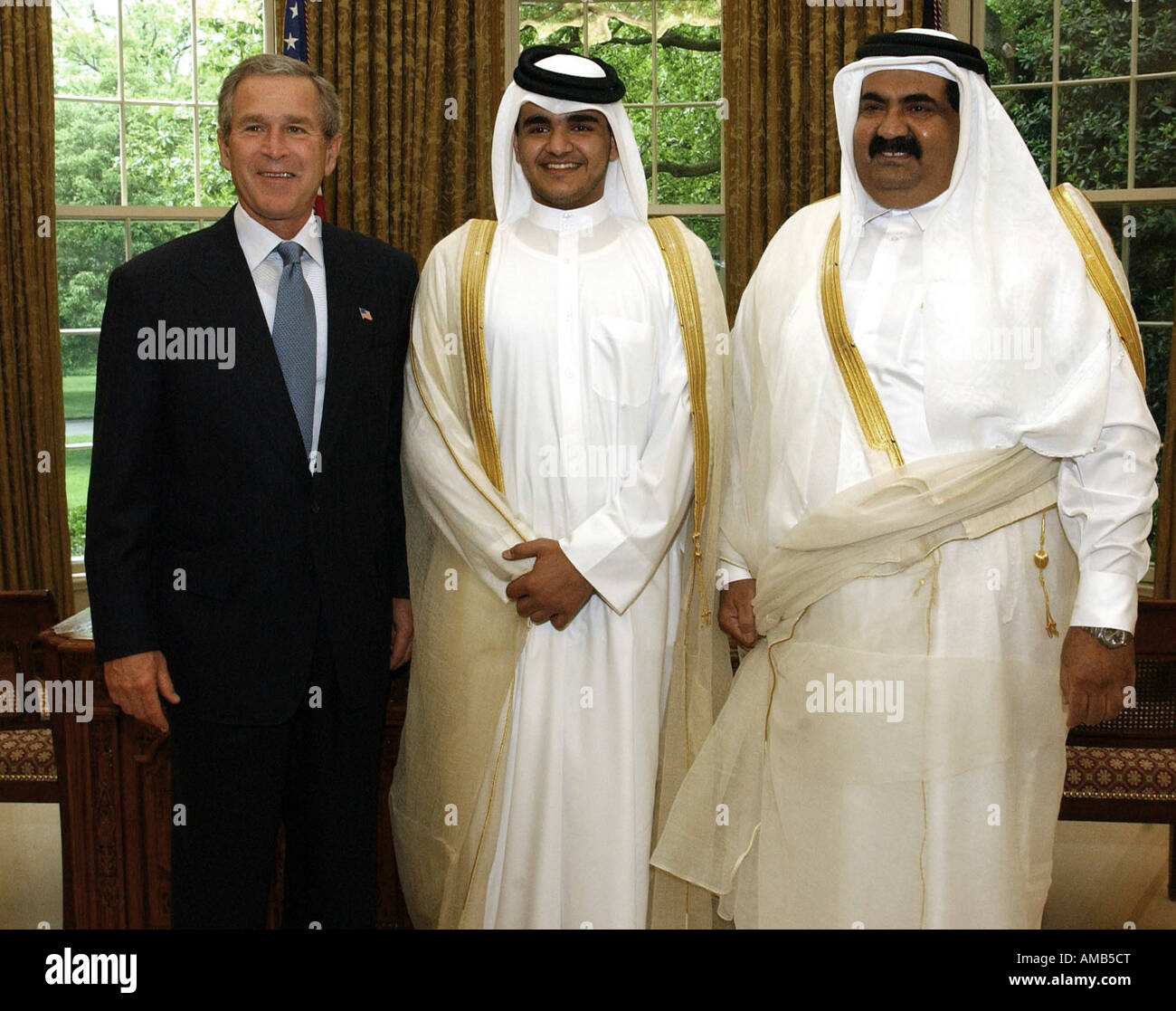 Sheikh Hamad Bin Khalifa Al Thani Emir of Qatar and son Sheikh Joaan