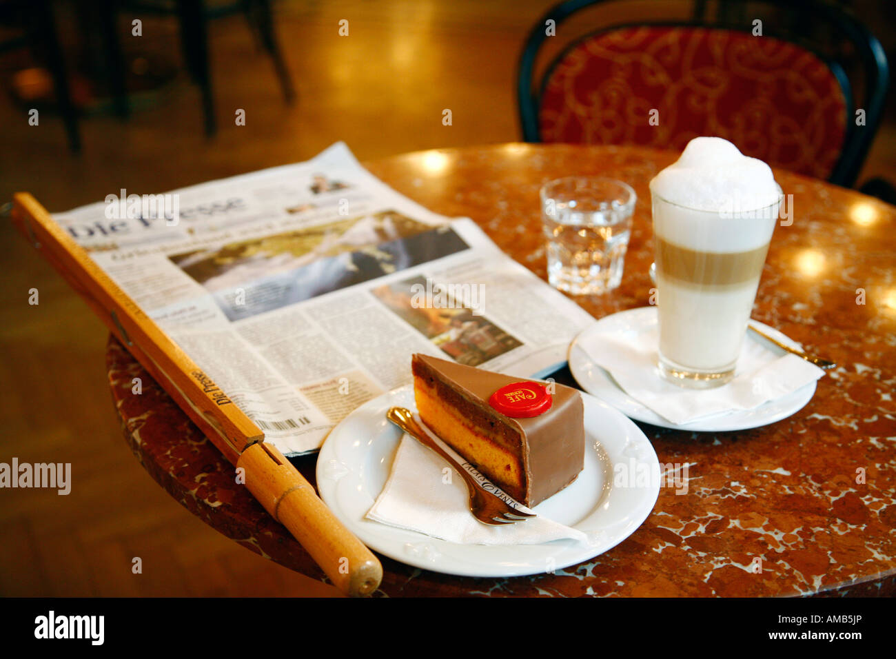 Aug 2008 - Coffee and cake at the famous Cafe Central Vienna Austria Stock Photo
