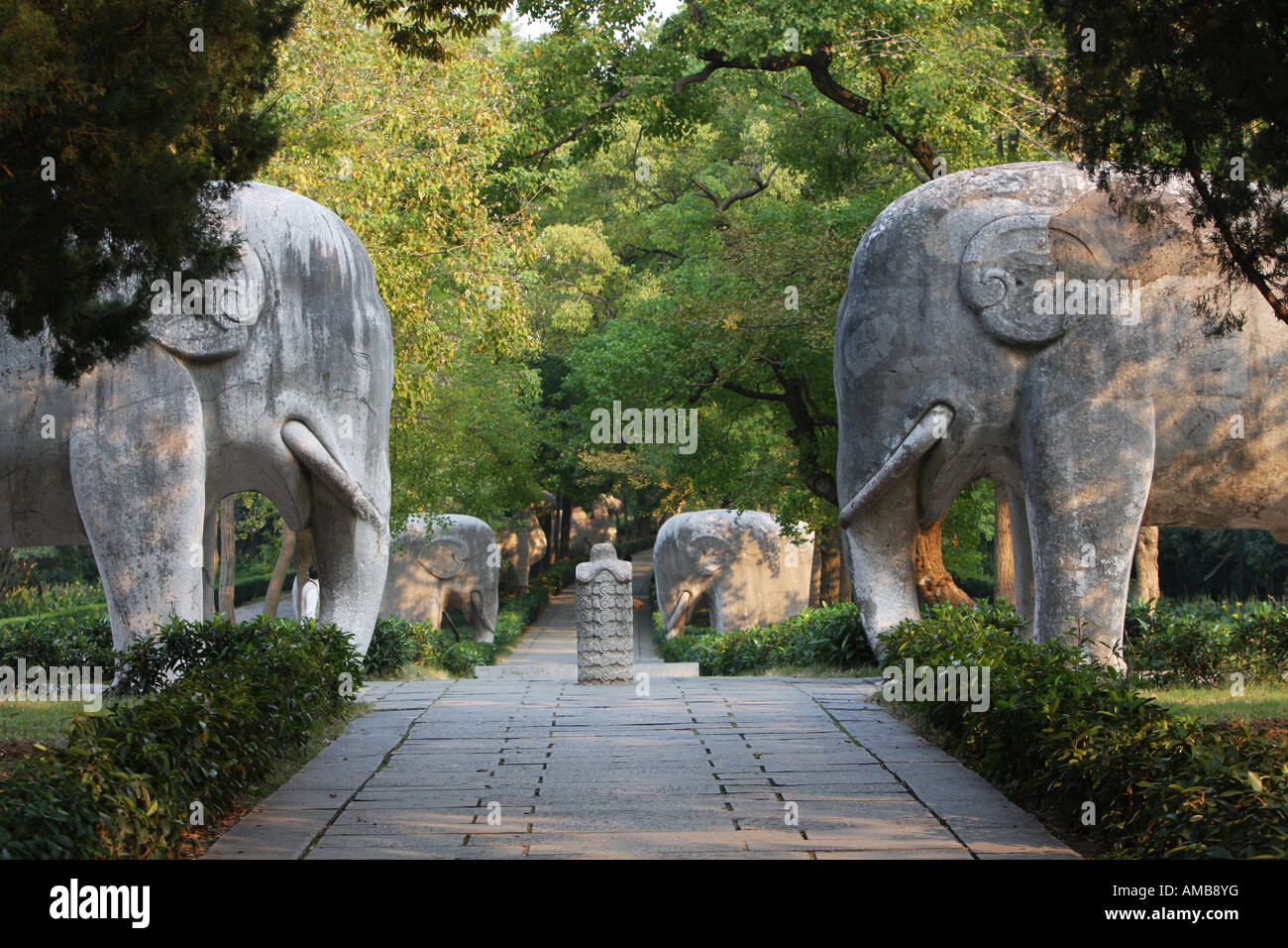 Avenue of stone animals, Ming Tomb, China Stock Photo