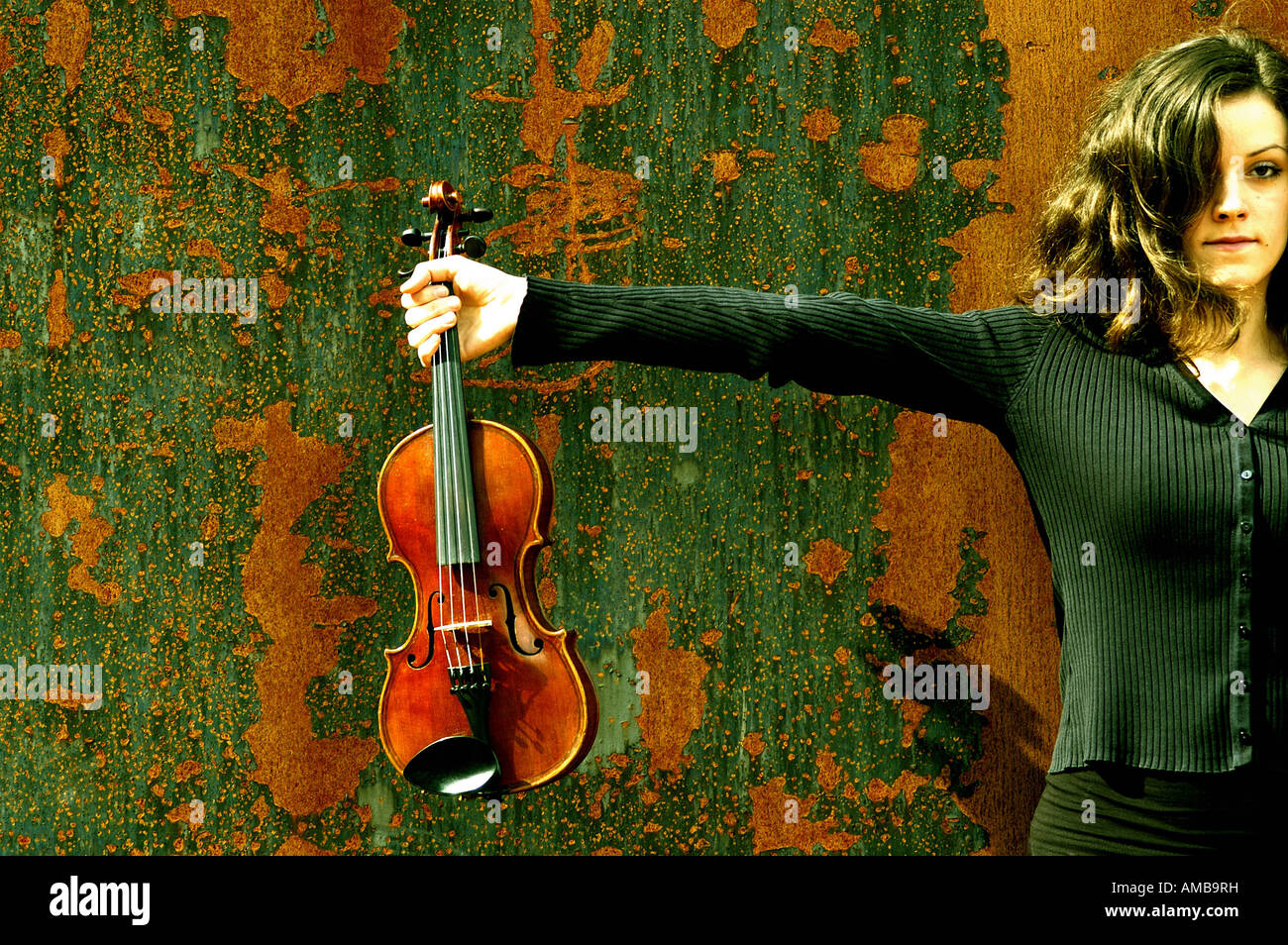 young woman with a violin Stock Photo - Alamy