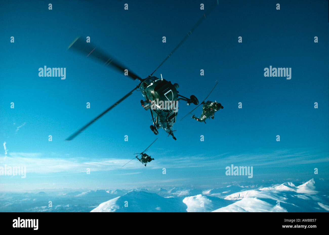Wessex helicopters over Norway Stock Photo