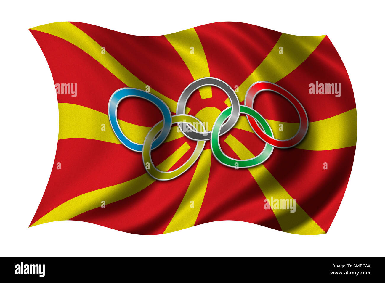 Flag of Macedonia with olympic symbol Stock Photo Alamy