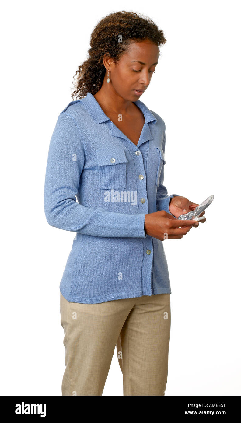 African woman with phone hi-res stock photography and images - Alamy