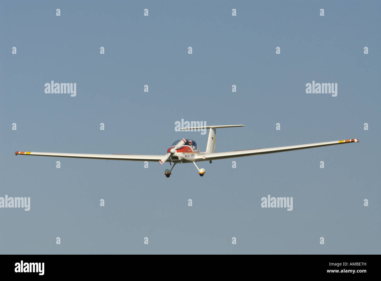 motor glider Grob G 109 landing, Germany, Saarland Stock Photo