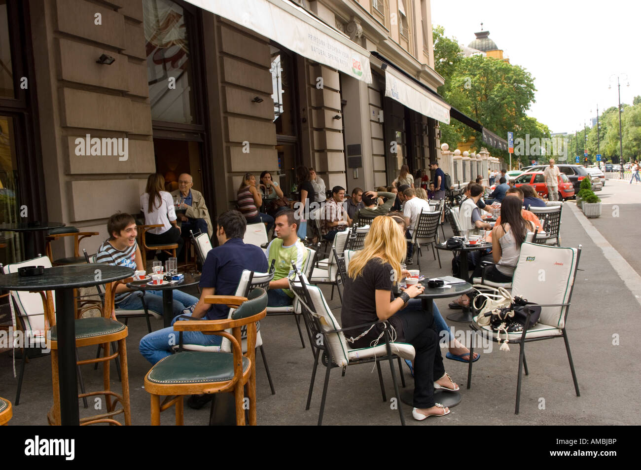 Pavement cafe Marshall Tito Square Zagreb Croatia Stock Photo