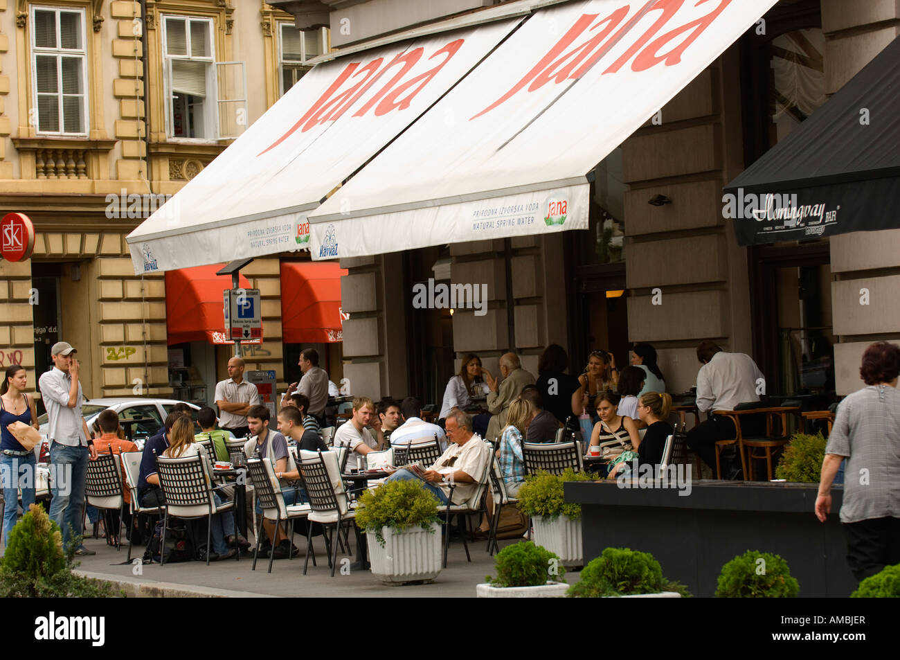 Pavement cafe Marshall Tito Square Zagreb Croatia Stock Photo