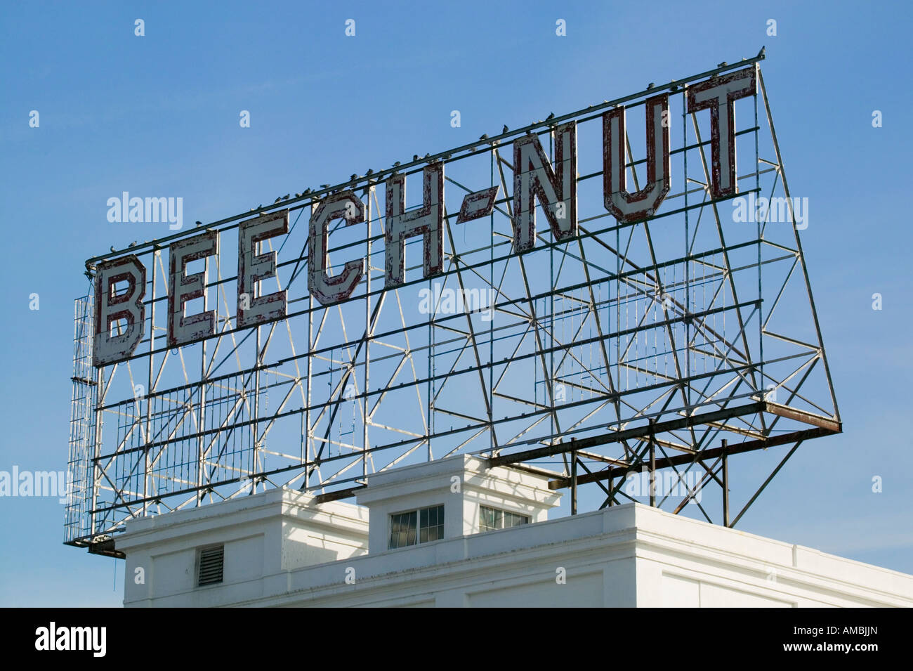 Giant sign at original Beech-Nut factory, Canajoharie, New York, USA. Demolished 2024. Stock Photo