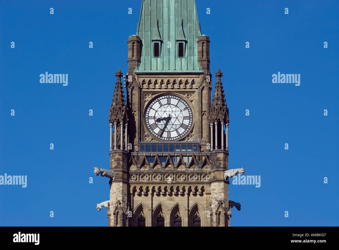 Peace Tower clock Canadian Parliament Buildings Ottawa Ontario Canada