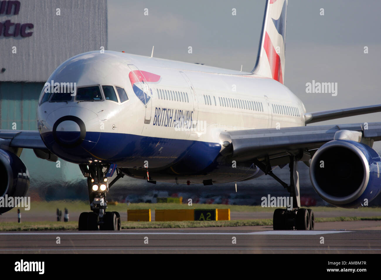 British Airways Boeing 757 taxiing for departure at Heathrow Airport, London, UK Stock Photo