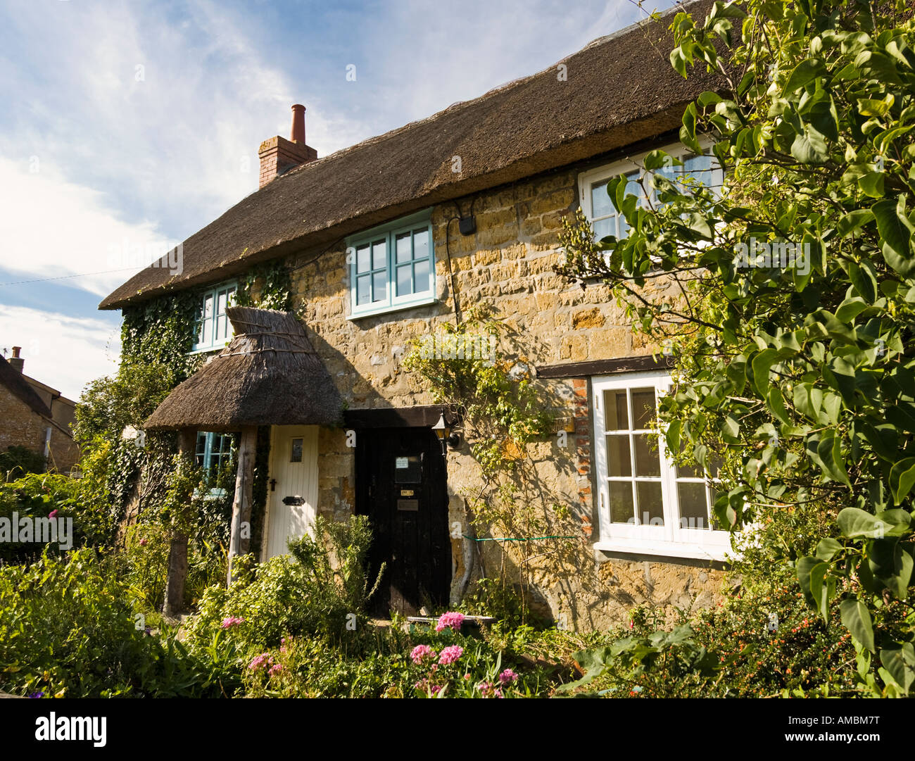 Thatched cottage at Chideock, Dorset, UK Stock Photo Alamy
