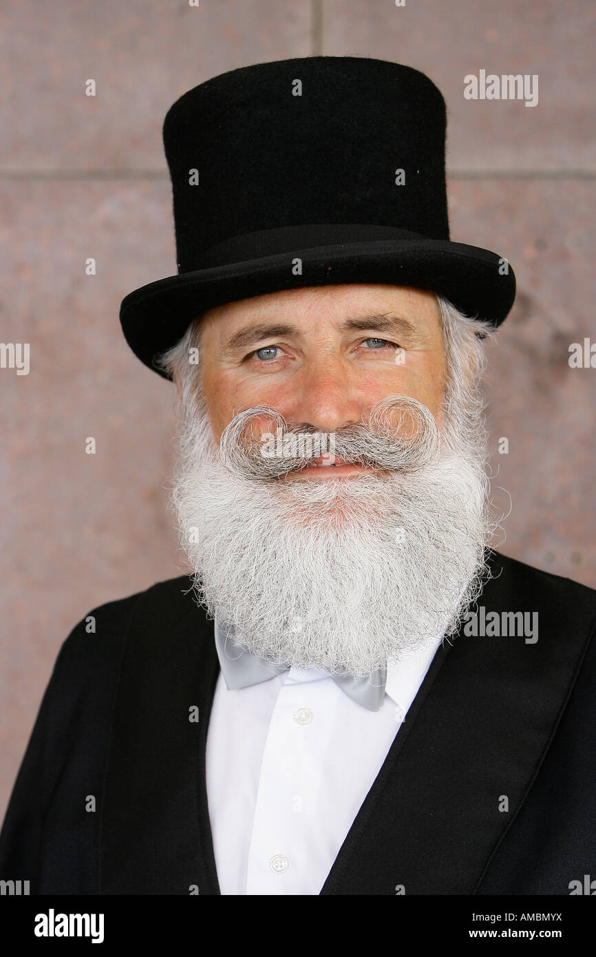 A competetitor at the world Beard and Moustache Championships in Brighton England. Picture by James Boardman Stock Photo
