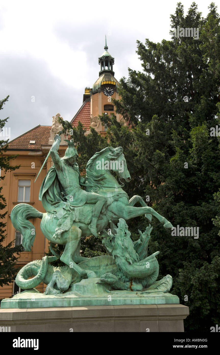 St and the Dragon statue Marshall Tito Square Zagreb Croatia
