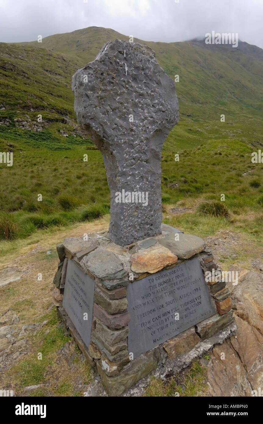 Memorial to famine around the world, Doo Lough Pass, County Mayo, Ireland Stock Photo