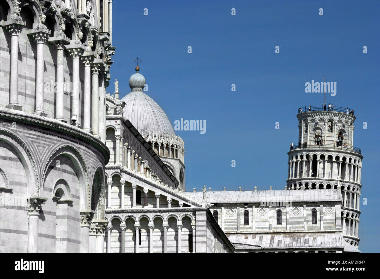 Pisa Italy leaning Tower of Pisa and the Campo dei Miracoli Stock Photo