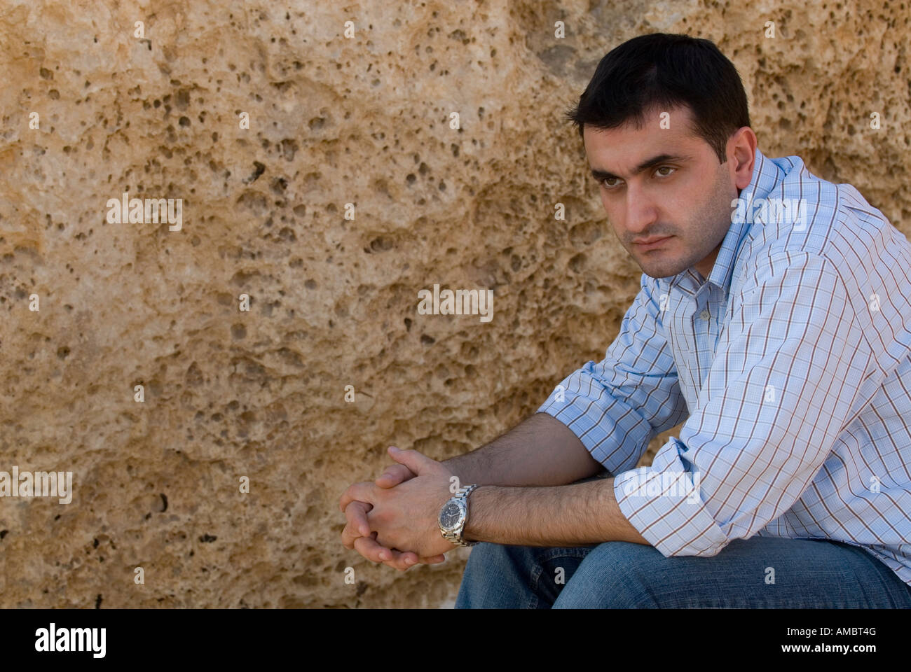 Middle age man stressed sitting hi-res stock photography and images - Alamy