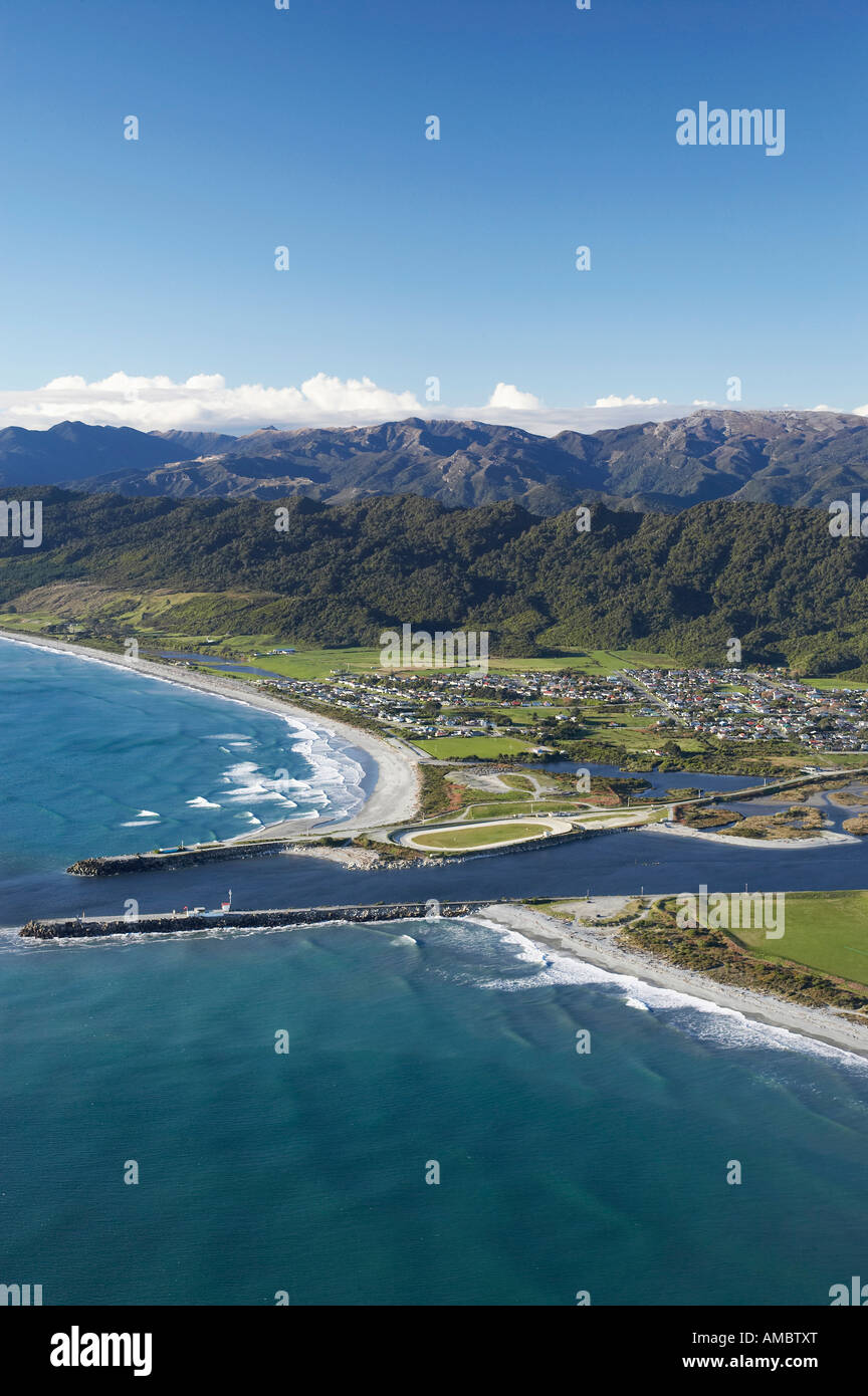 Greymouth and Grey River West Coast South Island New Zealand aerial Stock Photo Alamy
