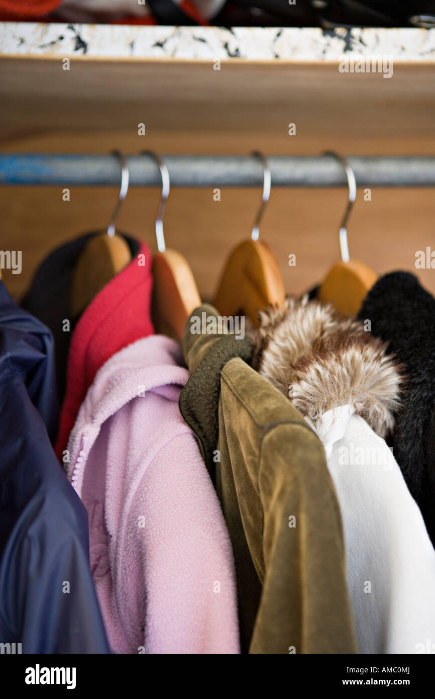 Coats on hangers Stock Photo Alamy