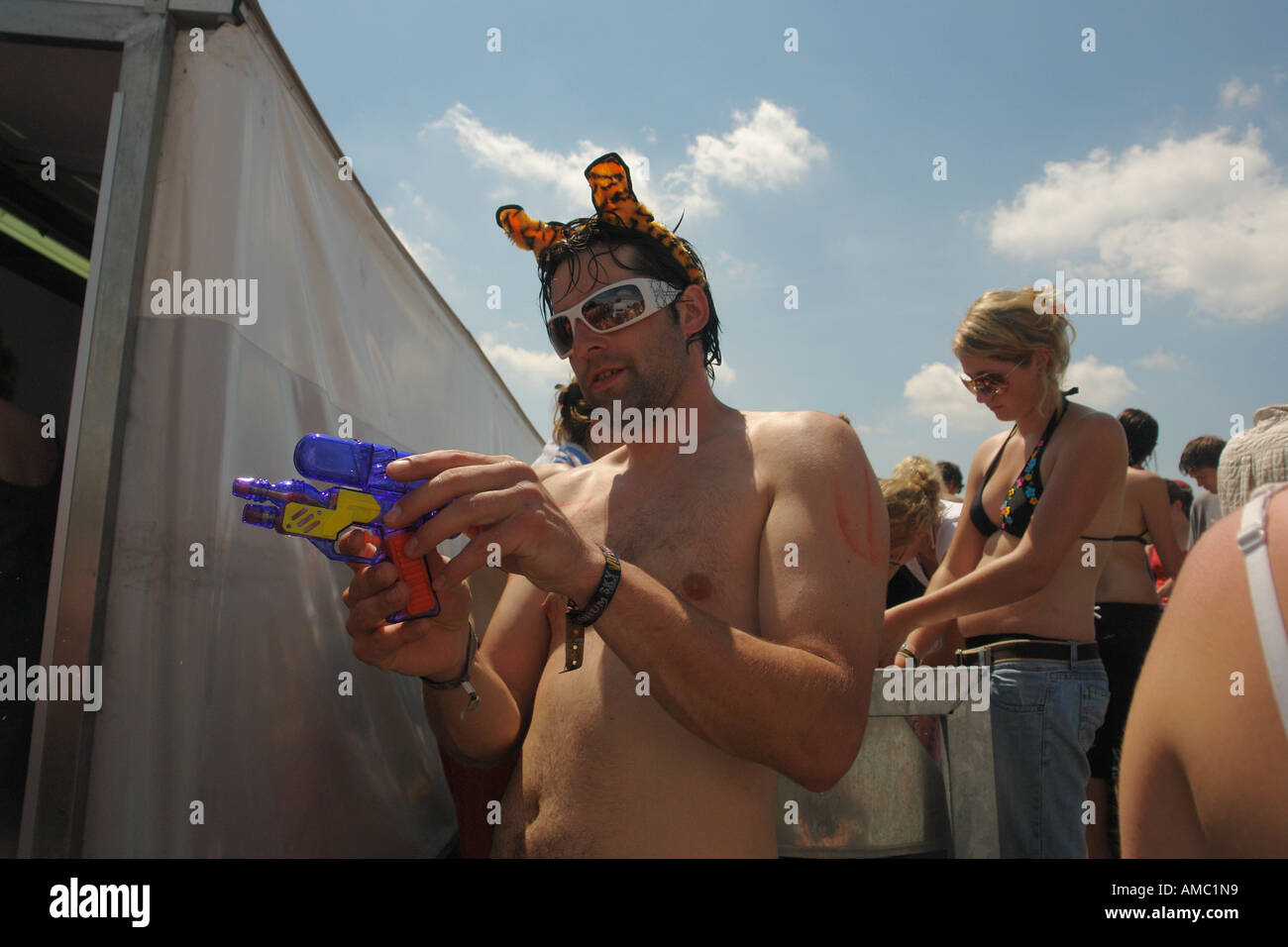 People at the campingplace on an Open Air called the Southside Fesitval in Neuhausen ob Eck Germany Stock Photo