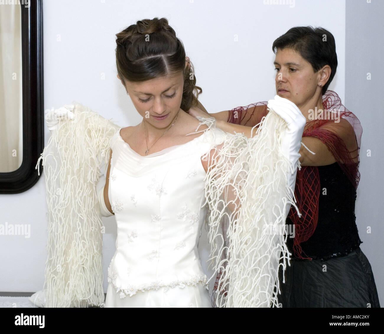 Preparation of the bride on the morning of marriage Stock Photo