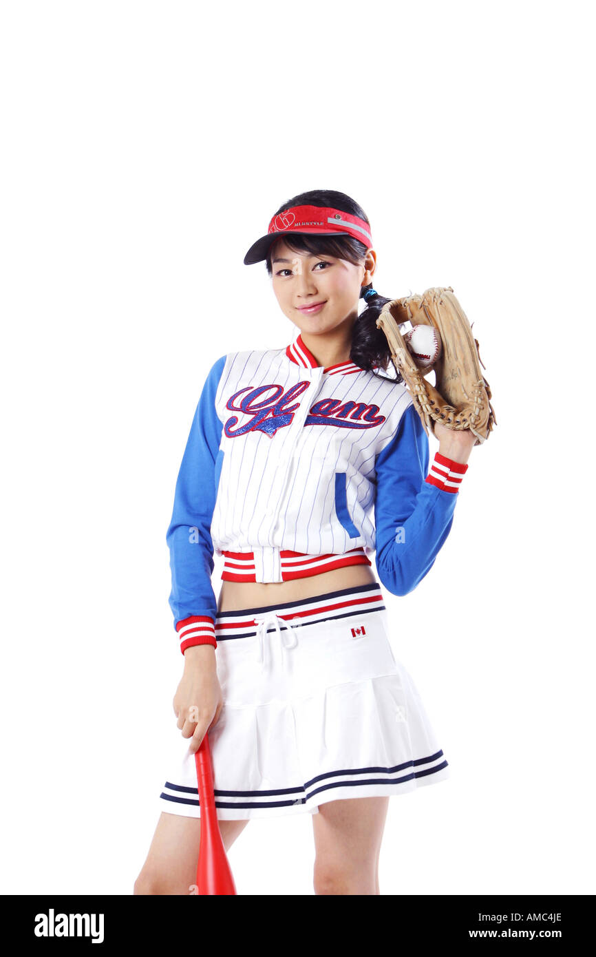 Charming woman in baseball Stock Photo Alamy