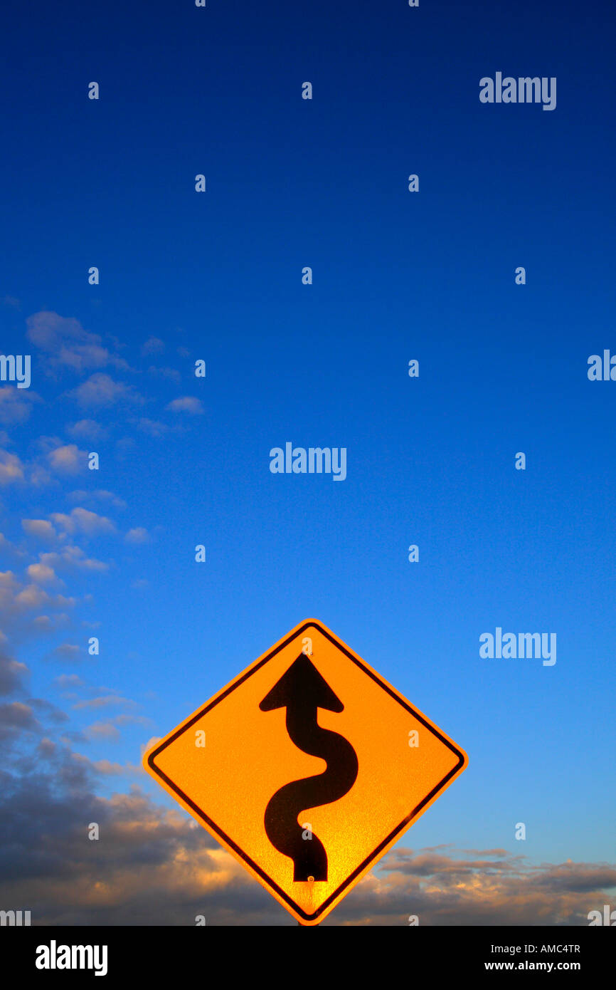 Curve in Road sign Stock Photo - Alamy