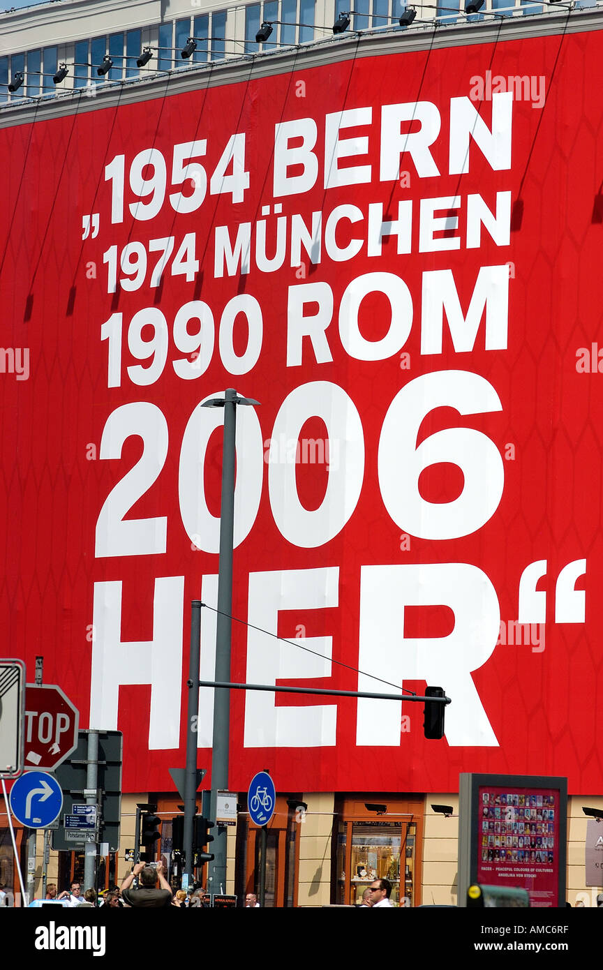 Advertising poster  in Berlin Potsdamer Platz Germany 2006 during World Cup tournament Stock Photo