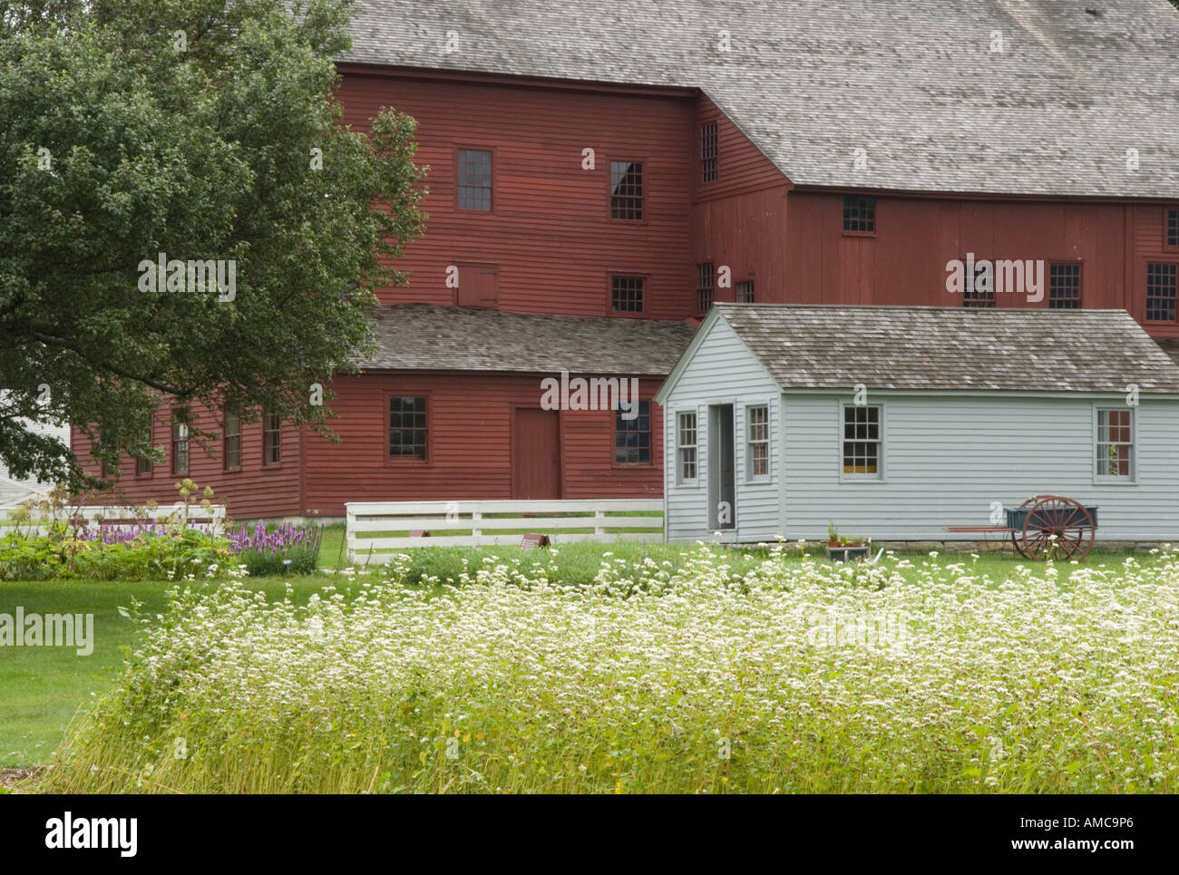 Buildings at Hancock Shaker Village in Pittsfield Massachusetts circa 1790 Stock Photo