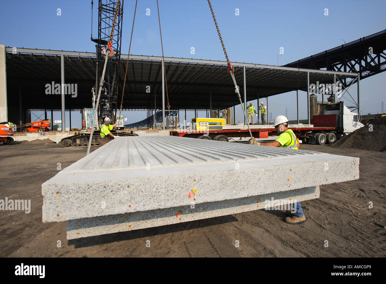 Warehouse Construction Using Prefabricated Concrete Wall Sections Stock Photo