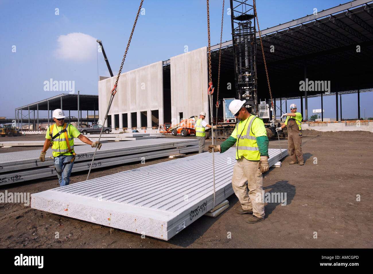 Warehouse Construction Using Prefabricated Concrete Wall Sections Stock