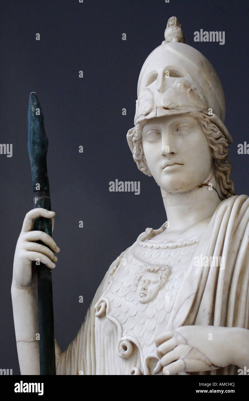 Athena Giustiniani statue, Braccio Nuovo gallery, Vatican Museums, Italy Stock Photo