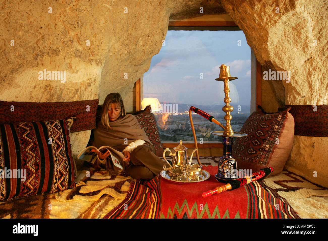 TUR, Turkey, Cappadocia, Museum Hotel. Hotel room, Suite. Uchisar Stock Photo