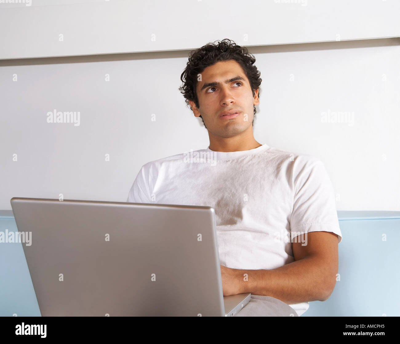 Man With Laptop Computer Stock Photo