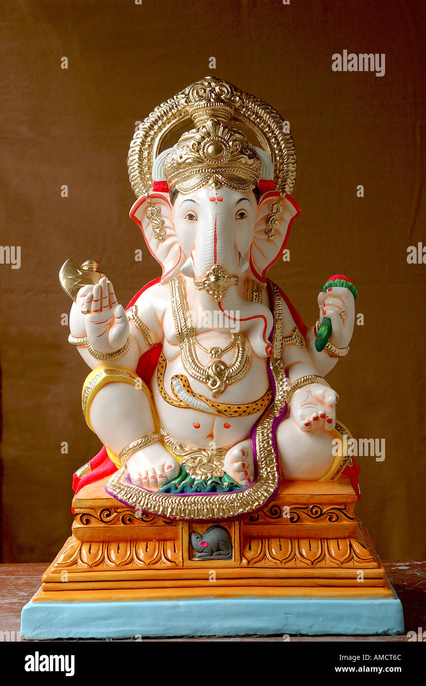 Lord Ganesh idol from Plaster of Paris for Ganpati Festival made in