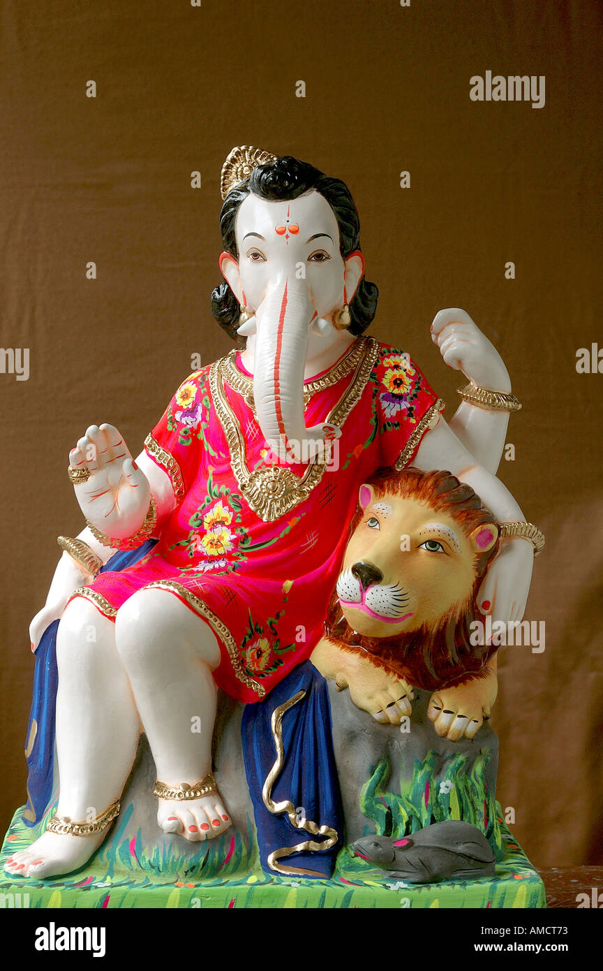 Lord Ganesh idol from Plaster of Paris for Ganpati Festival made in