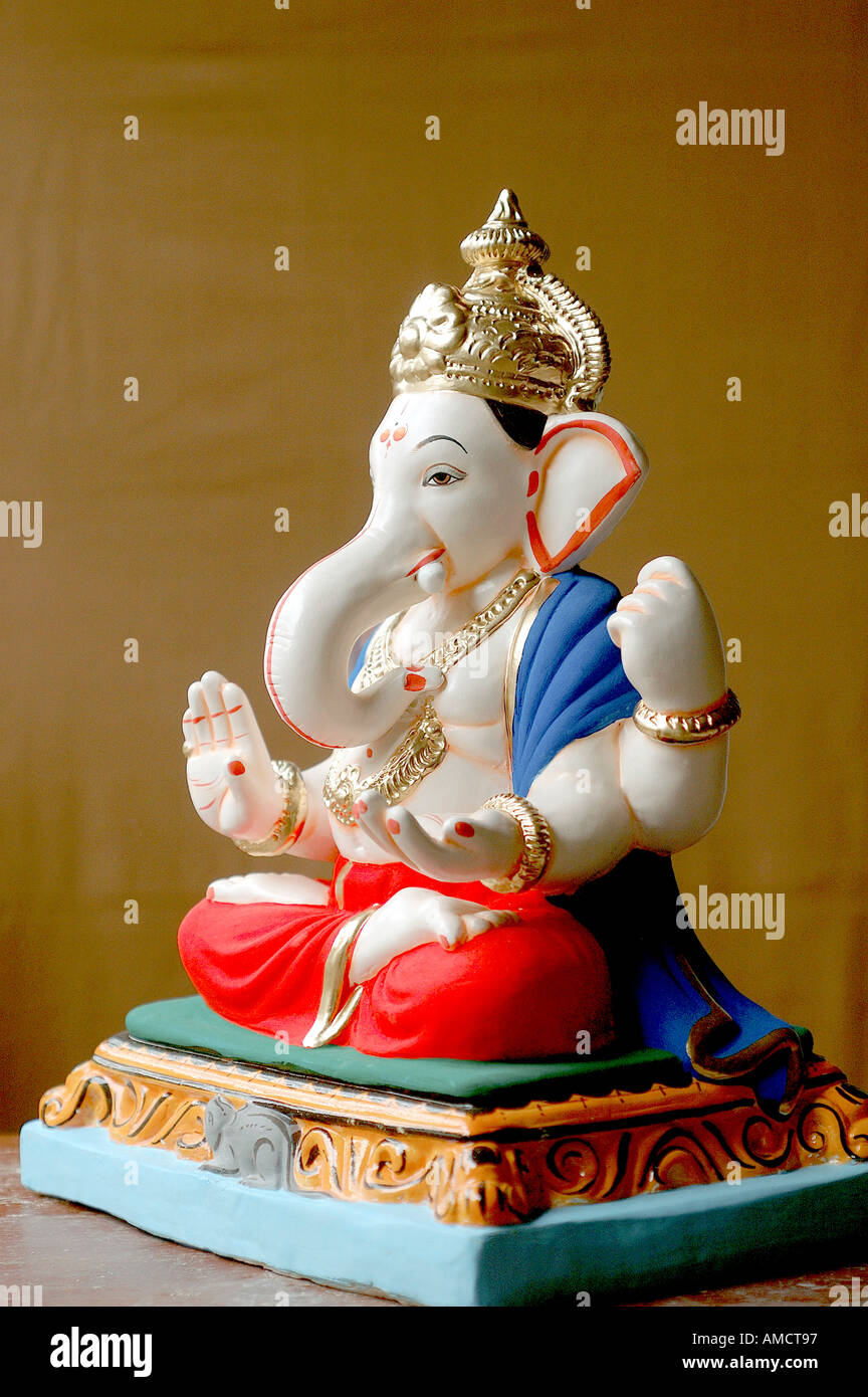 Lord Ganesh idol from Plaster of Paris for Ganpati Festival made in