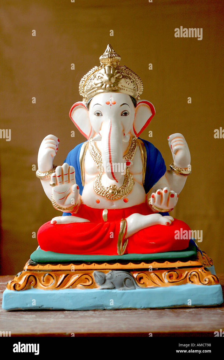 Lord Ganesh idol from Plaster of Paris for Ganpati Festival made ...