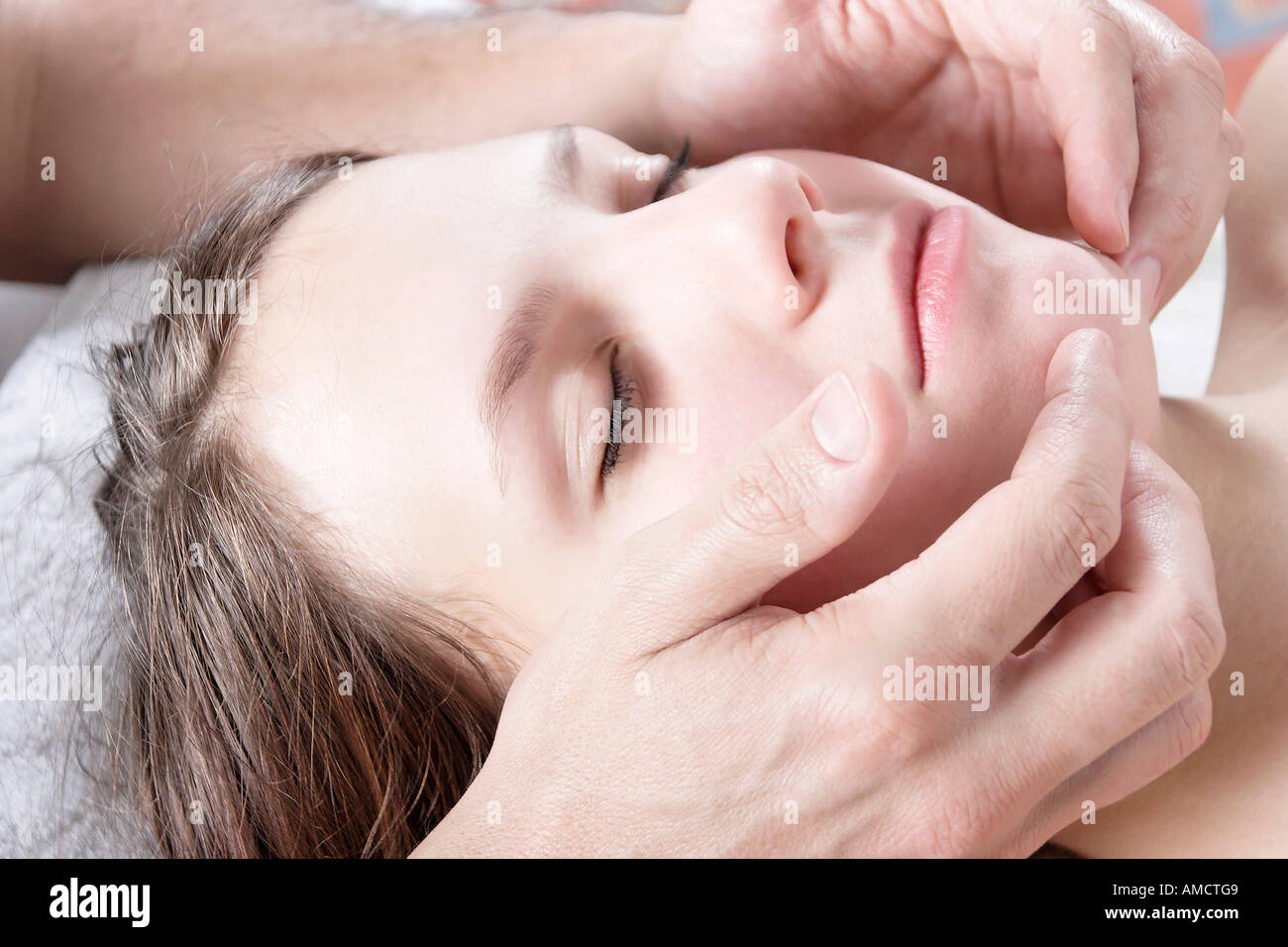 Woman Eyes Up Finger On Chin High Resolution Stock Photography and ...