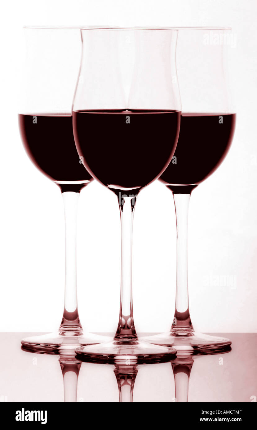 Glasses of red wine close up Stock Photo