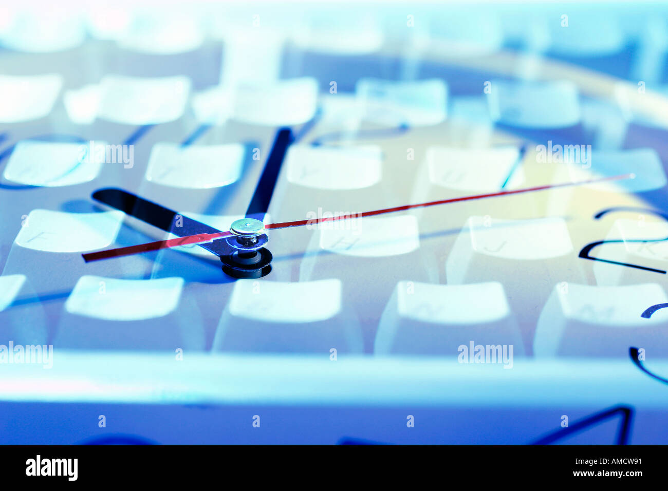 Clock and Computer Keyboard Stock Photo Alamy