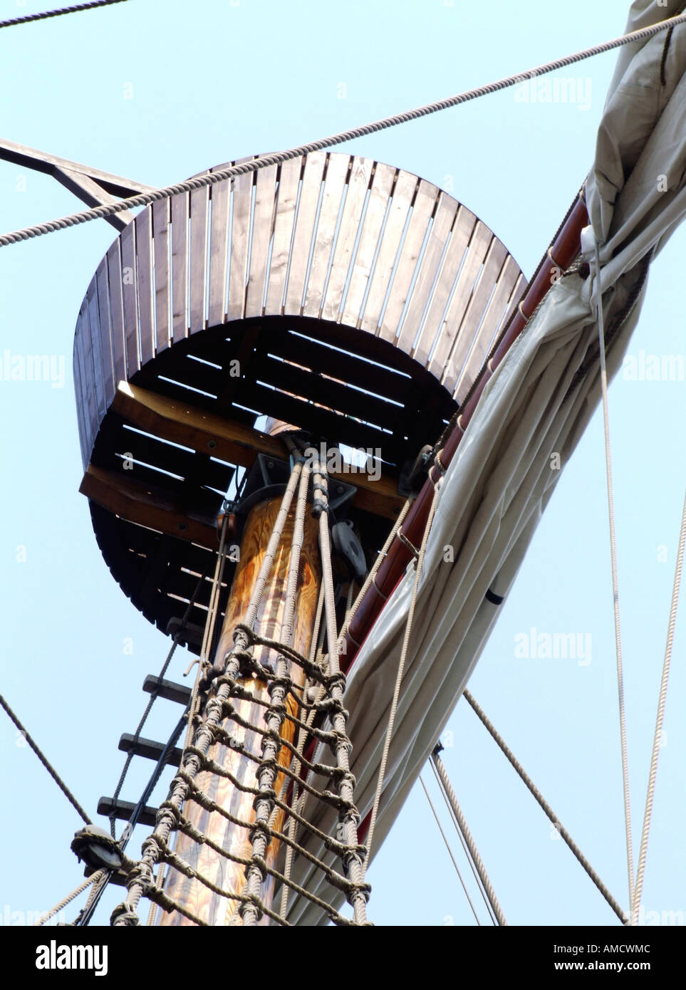 Masts and rigging on sailing ship low angle view Stock Photo Alamy